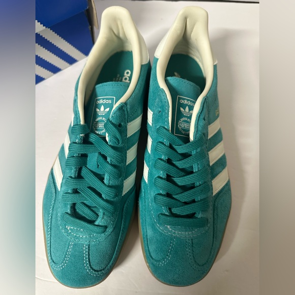 Men’s Adidas Gazelle Indoor Turquoise and White Sneakers Size 9 - Picture 3 of 5